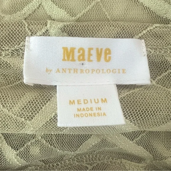 Anthropologie Maeve Sheer Babydoll Layering Top Size M Green - Picture 9 of 11